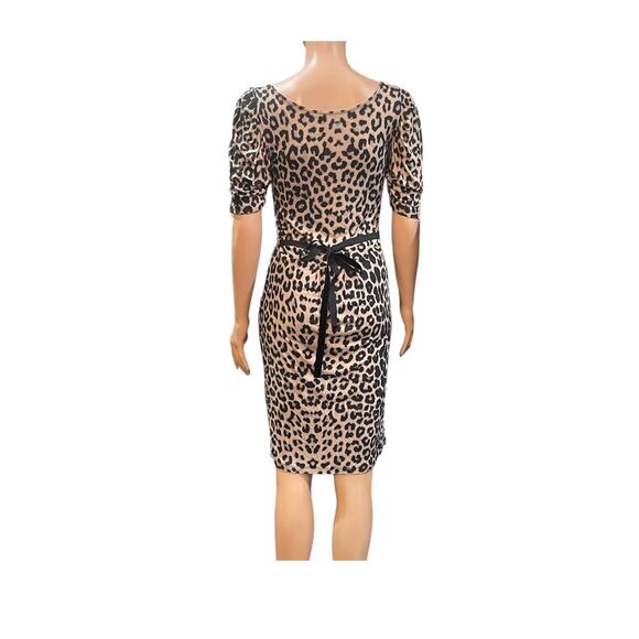 Zara Basics Leopard Print Short Sleeves Dress Size Large - Picture 3 of 9